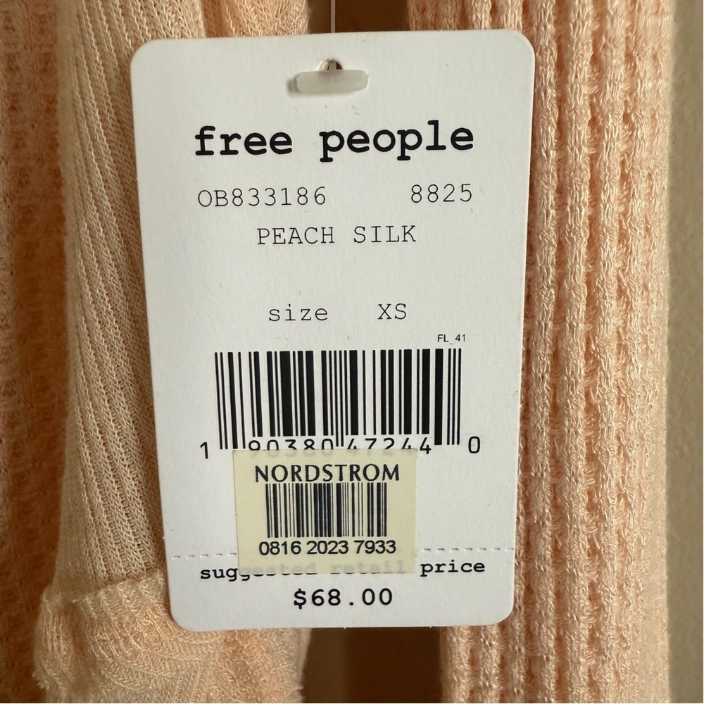 We The Free Women's Light Pink Waffle V-Neck Long Sleeve Thermal Top Size XS - Picture 8 of 11